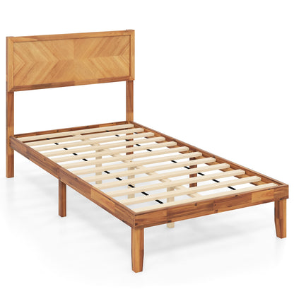 Twin/Full/Queen Size Bed Frame with Headboard and Storage Space-Twin Size, Natural Simple Bed Frame at Gallery Canada