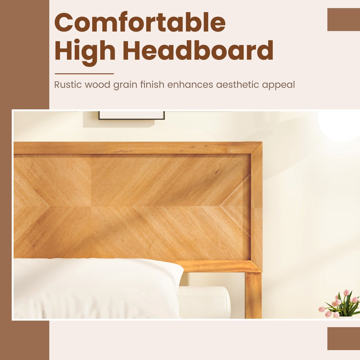 Twin/Full/Queen Size Bed Frame with Headboard and Storage Space-Twin Size, Natural Simple Bed Frame at Gallery Canada