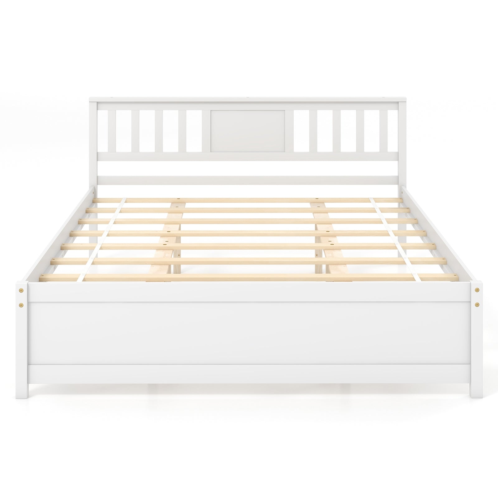 Wooden Platform Bed With Headboard, Wood Slat Support, Queen Size, White Simple Bed Frame White at Gallery Canada