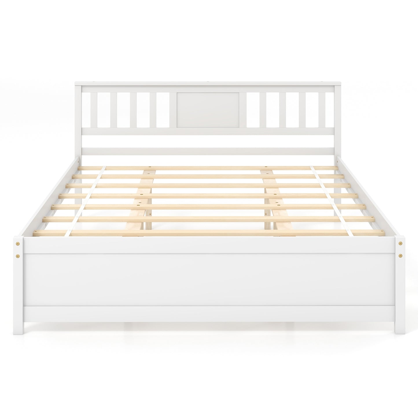 Wooden Platform Bed With Headboard, Wood Slat Support, Queen Size, White Simple Bed Frame White at Gallery Canada