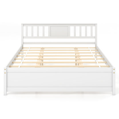 Wooden Platform Bed With Headboard, Wood Slat Support, Queen Size, White Simple Bed Frame White at Gallery Canada