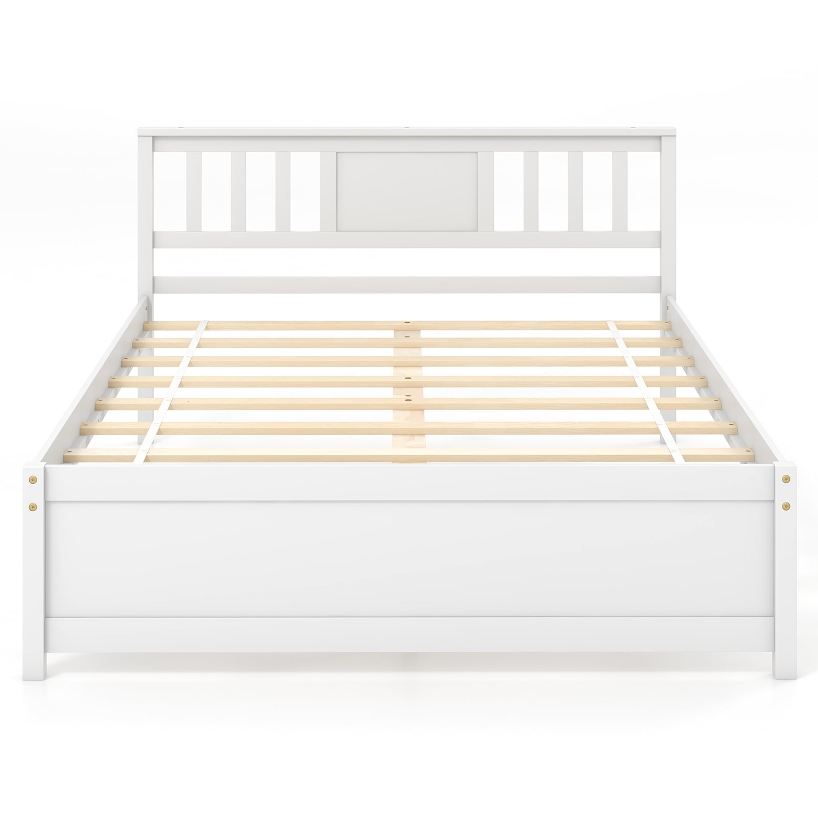 Wooden Platform Bed With Headboard, Full Size, White Simple Bed Frame White at Gallery Canada