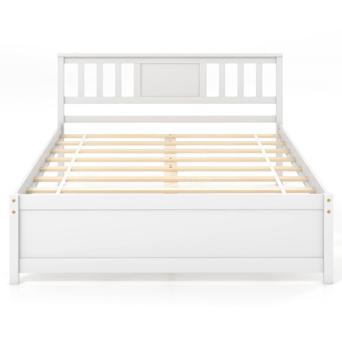 Wooden Platform Bed With Headboard, Full Size, White Simple Bed Frame White at Gallery Canada