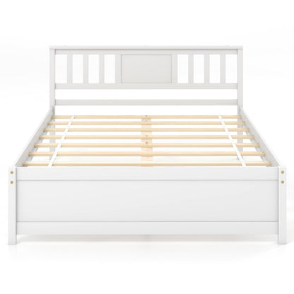 Wooden Platform Bed With Headboard, Full Size, White Simple Bed Frame White at Gallery Canada