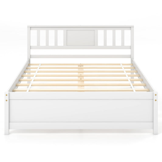 Wooden Platform Bed With Headboard, Full Size, White Simple Bed Frame White at Gallery Canada