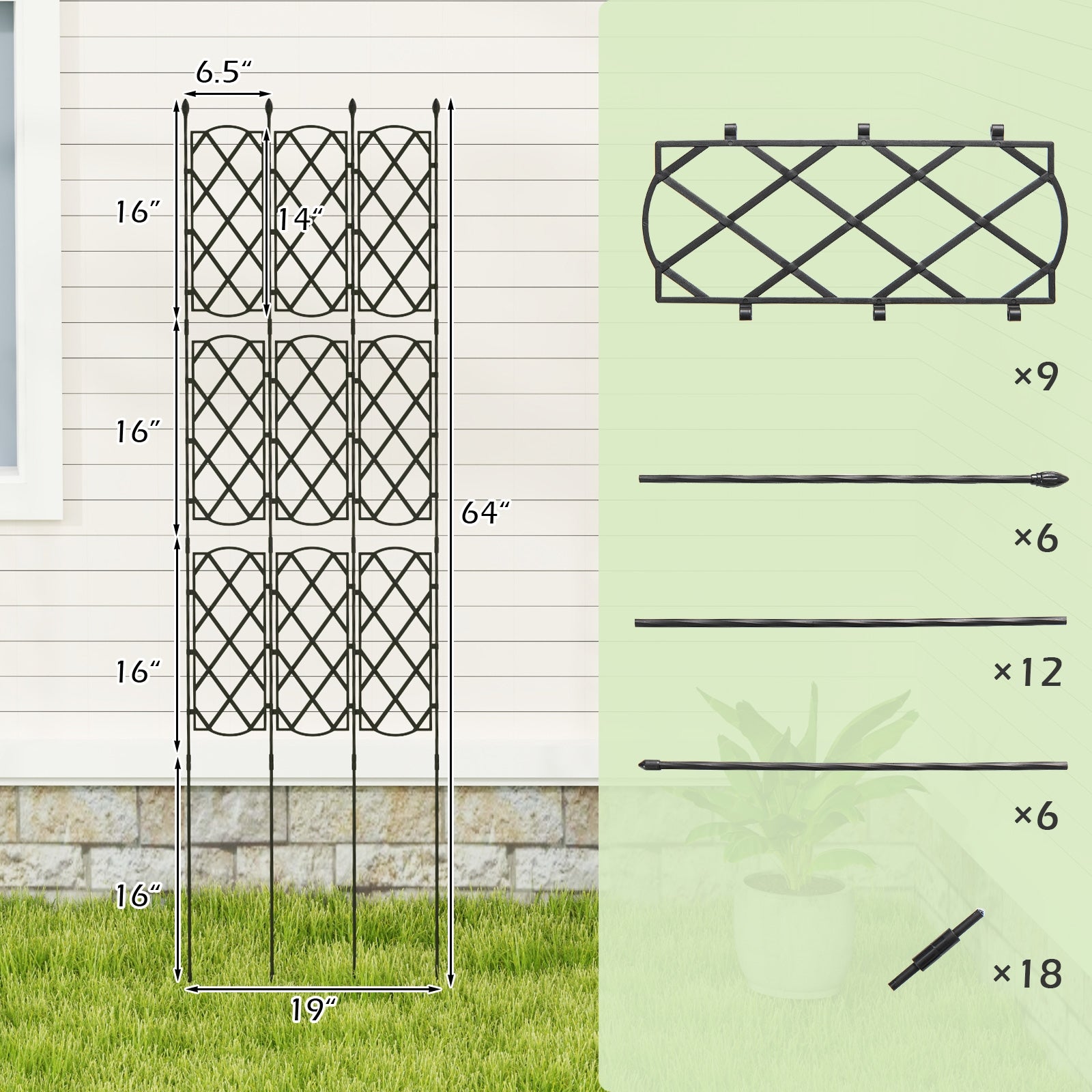 3-Pack Outdoor Plant Support Frame for Raised Garden Bed, Black Raised Garden Beds at Gallery Canada