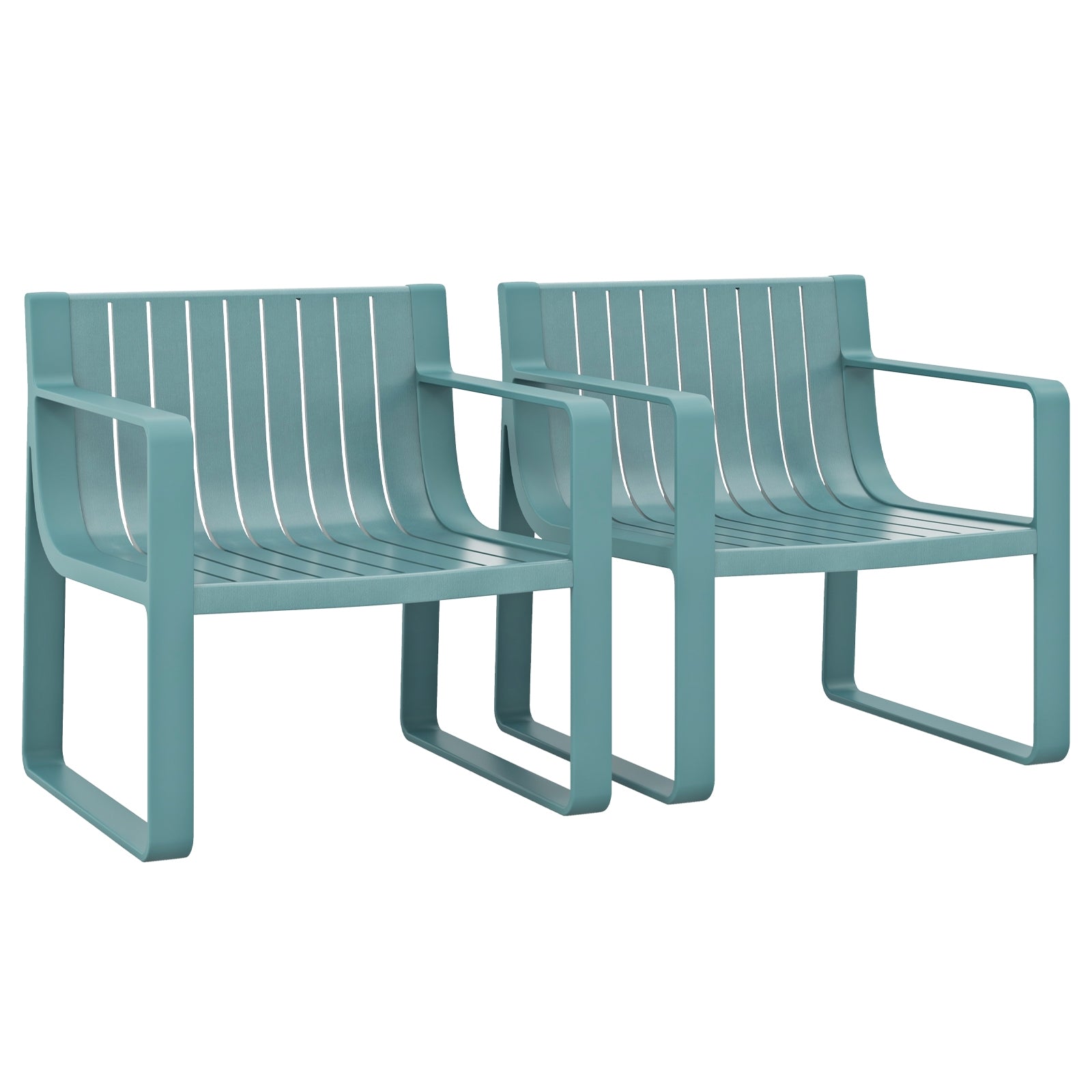 Patio Chairs Set of 2 with Curved Backrests and Seats, Blue Patio Dining Chairs Blue at Gallery Canada