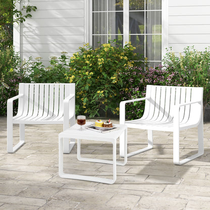Patio Chairs Set of 2 with Curved Backrests and Seats, White Patio Dining Chairs at Gallery Canada