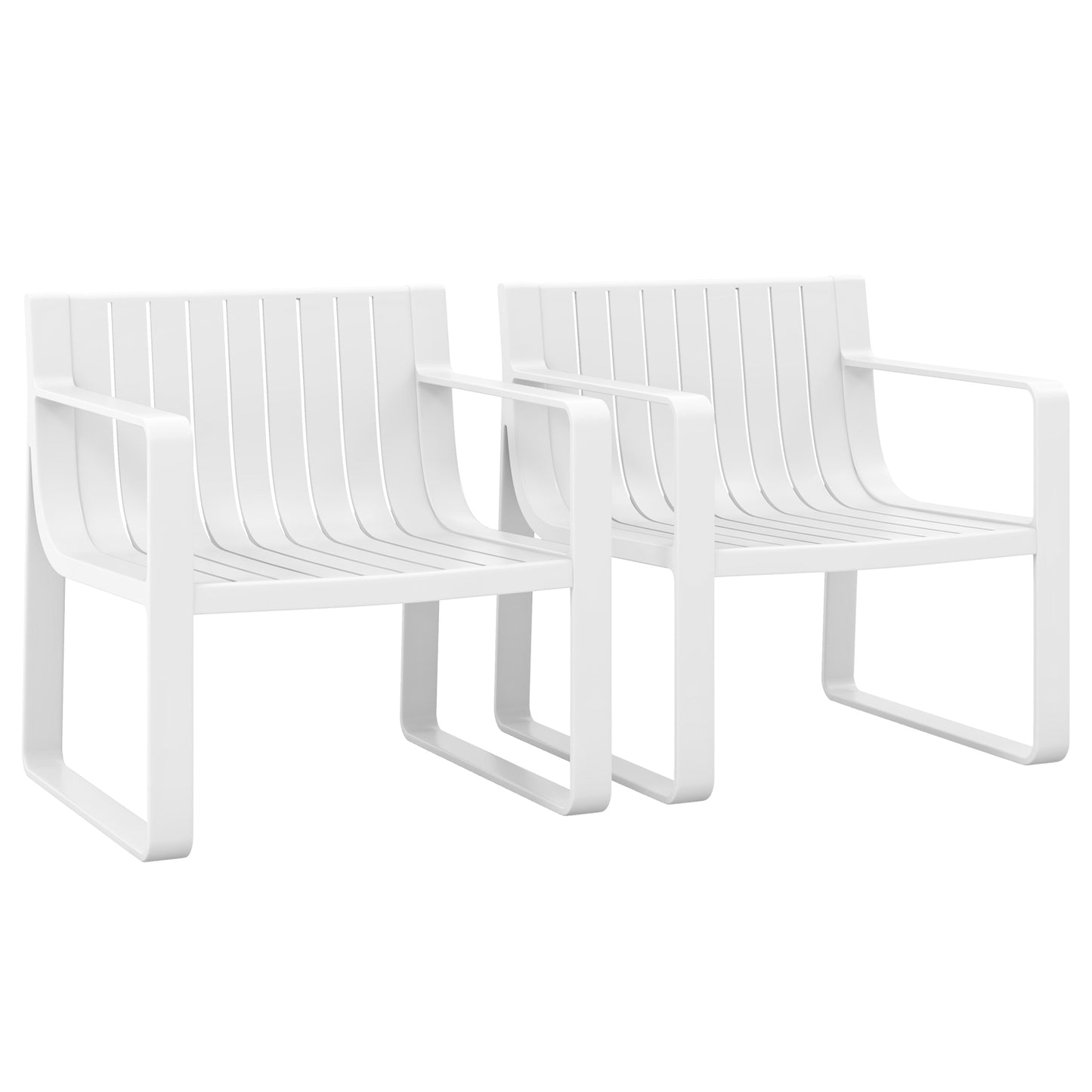 Patio Chairs Set of 2 with Curved Backrests and Seats, White Patio Dining Chairs White at Gallery Canada