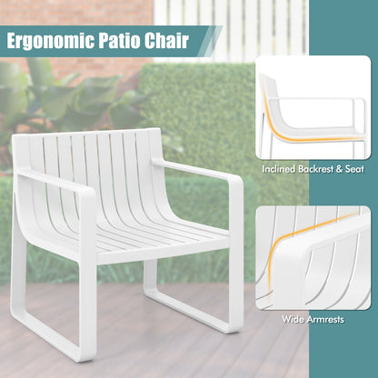 Patio Chairs Set of 2 with Curved Backrests and Seats, White Patio Dining Chairs at Gallery Canada