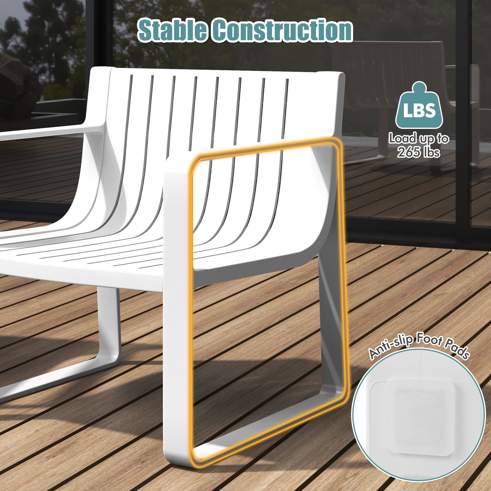 Patio Chairs Set of 2 with Curved Backrests and Seats, White Patio Dining Chairs at Gallery Canada