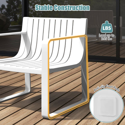 Patio Chairs Set of 2 with Curved Backrests and Seats, White Patio Dining Chairs at Gallery Canada