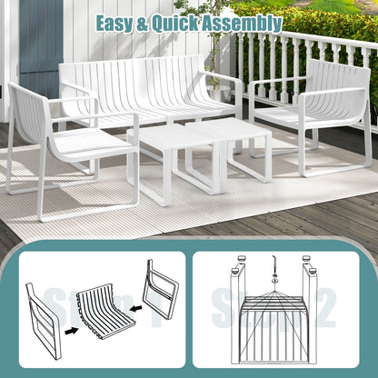Patio Chairs Set of 2 with Curved Backrests and Seats, White Patio Dining Chairs at Gallery Canada