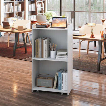 Rolling Podium Stand with 2 Shelves and Lockable Wheels, White Cabinets & Chests at Gallery Canada
