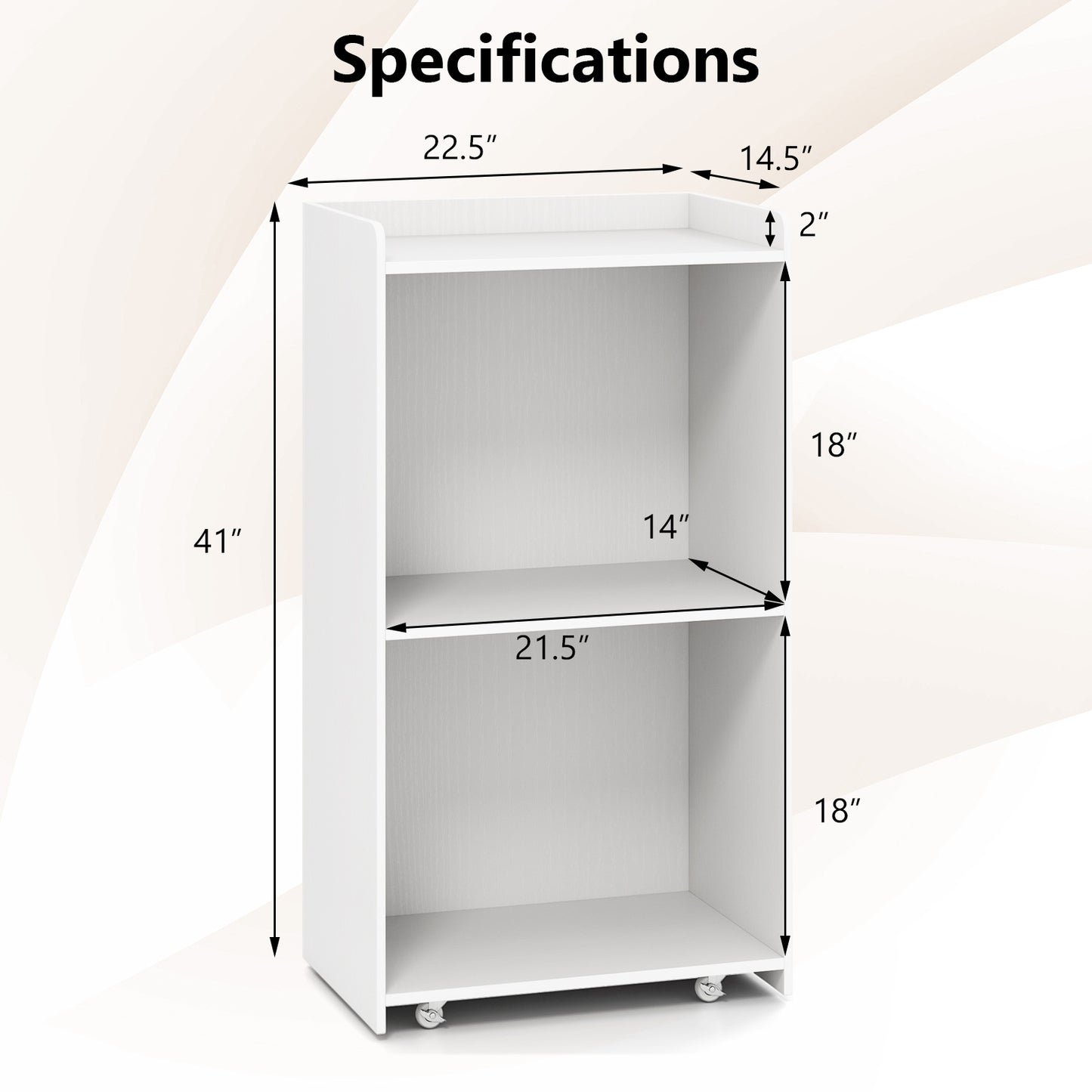 Rolling Podium Stand with 2 Shelves and Lockable Wheels, White Cabinets & Chests at Gallery Canada