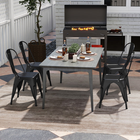 Metal Dining Chairs, Set of 4, Removable Backrest, Black Dining Chairs Black at Gallery Canada