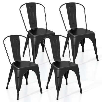 Metal Dining Chairs, Set of 4, Removable Backrest, Black Dining Chairs at Gallery Canada