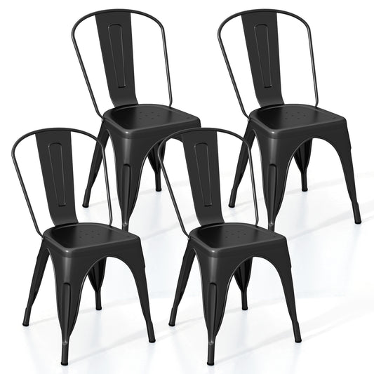 Metal Dining Chairs, Set of 4, Removable Backrest, Black Dining Chairs Black at Gallery Canada