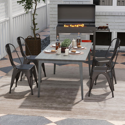 Metal Dining Chairs Set of 4 with Removable Backrest for Dining Room Restaurant Living Room, Gun Dining Chairs at Gallery Canada