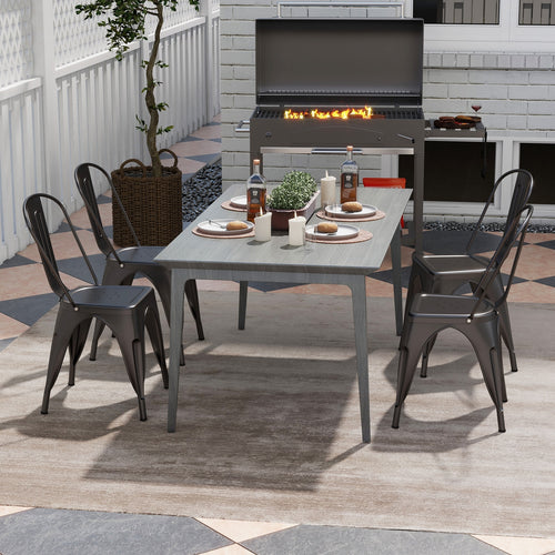 Metal Dining Chairs Set of 4 with Removable Backrest for Dining Room Restaurant Living Room, Gun