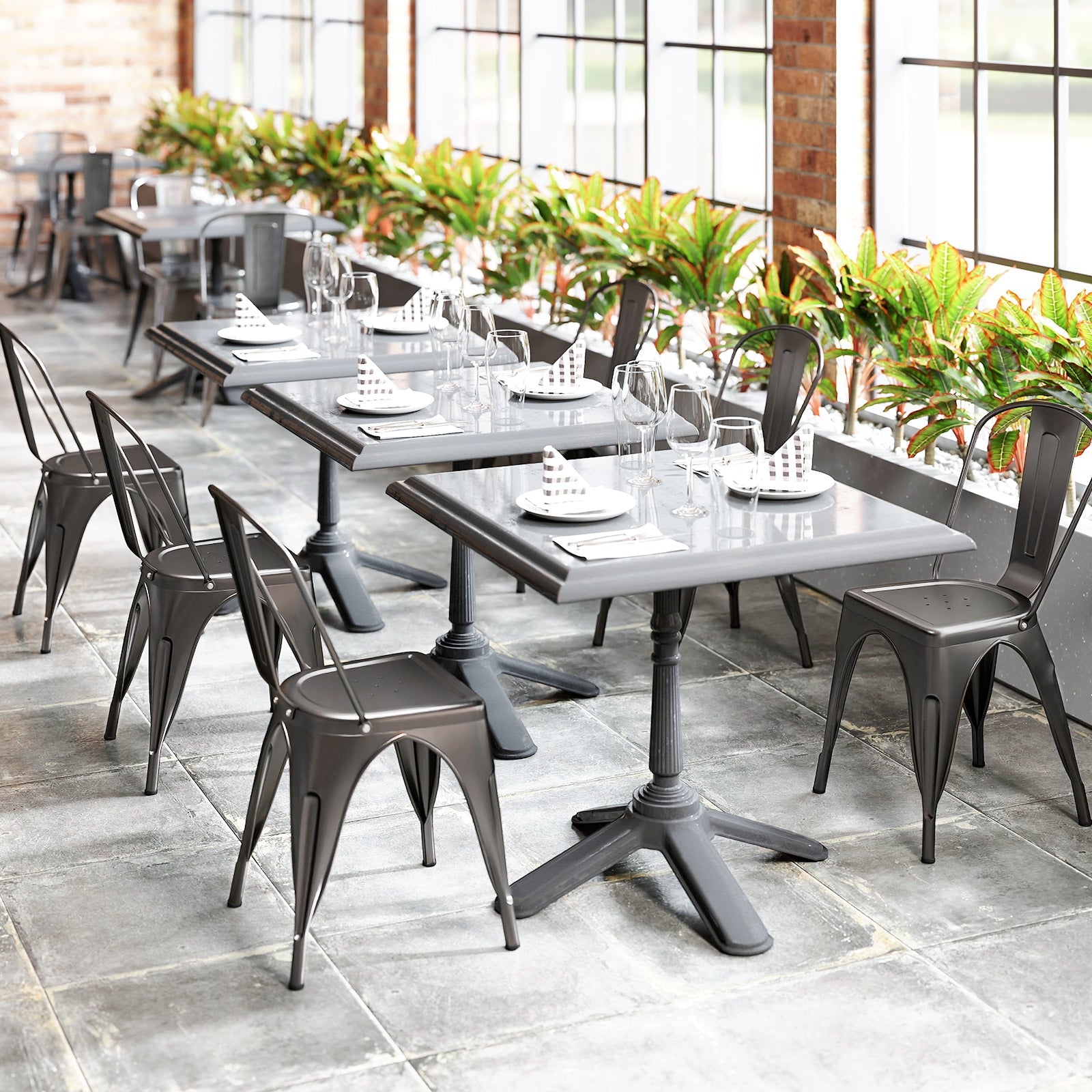 Metal Dining Chairs Set of 4 with Removable Backrest for Dining Room Restaurant Living Room, Gun Dining Chairs at Gallery Canada