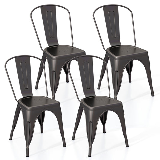Metal Dining Chairs Set of 4, Removable Backrest, Gun Dining Chairs Gun at Gallery Canada