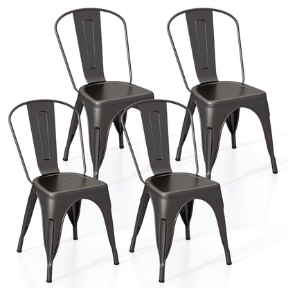 Metal Dining Chairs Set of 4, Removable Backrest, Gun Dining Chairs Gun at Gallery Canada