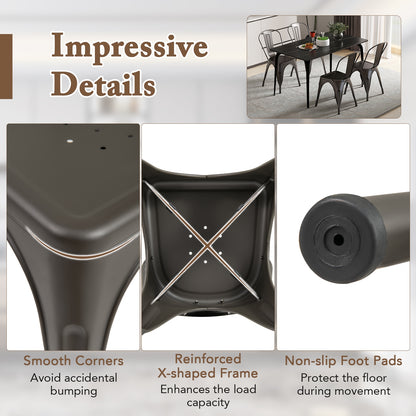 Metal Dining Chairs Set of 4 with Removable Backrest for Dining Room Restaurant Living Room, Gun Dining Chairs at Gallery Canada