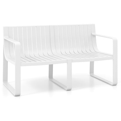 Weather-Resistant Plastic Bench, 2-Person, White Outdoor Benches White at Gallery Canada