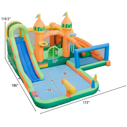 Kids Inflatable Water Slide with Soccer Gate and 750W Blower, Multicolor Bounce House at Gallery Canada