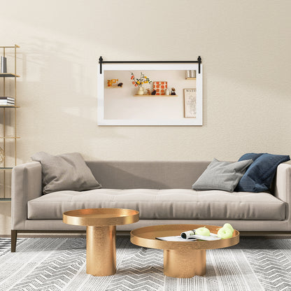 Rectangle Barn Door Style Wall Mounted Mirror with Solid Wood Frame, White Wall Mirrors at Gallery Canada