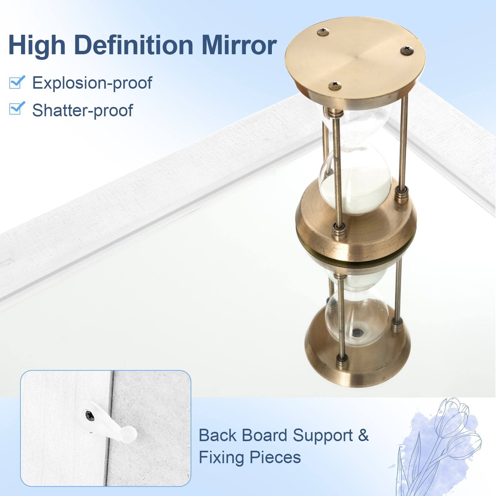 Rectangle Barn Door Style Wall Mounted Mirror with Solid Wood Frame, White Wall Mirrors at Gallery Canada