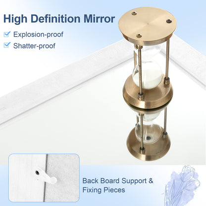 Rectangle Barn Door Style Wall Mounted Mirror with Solid Wood Frame, White Wall Mirrors at Gallery Canada