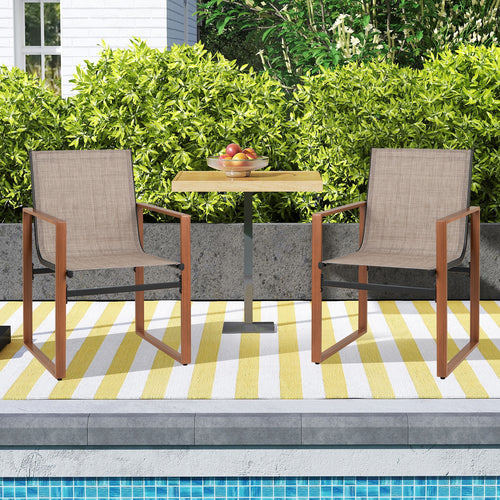 Outdoor Dining Chairs with Breathable Seat and Backrest Set of 2, Brown