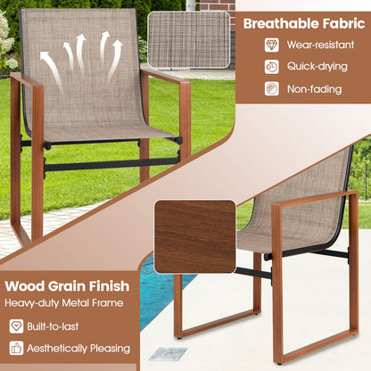 Outdoor Dining Chairs with Breathable Seat and Backrest Set of 2, Brown Patio Dining Chairs at Gallery Canada