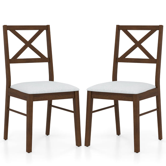 Upholstered Side Dining Chairs Set of 2 with Rubber Wood Frame, Brown Dining Chairs Brown at Gallery Canada