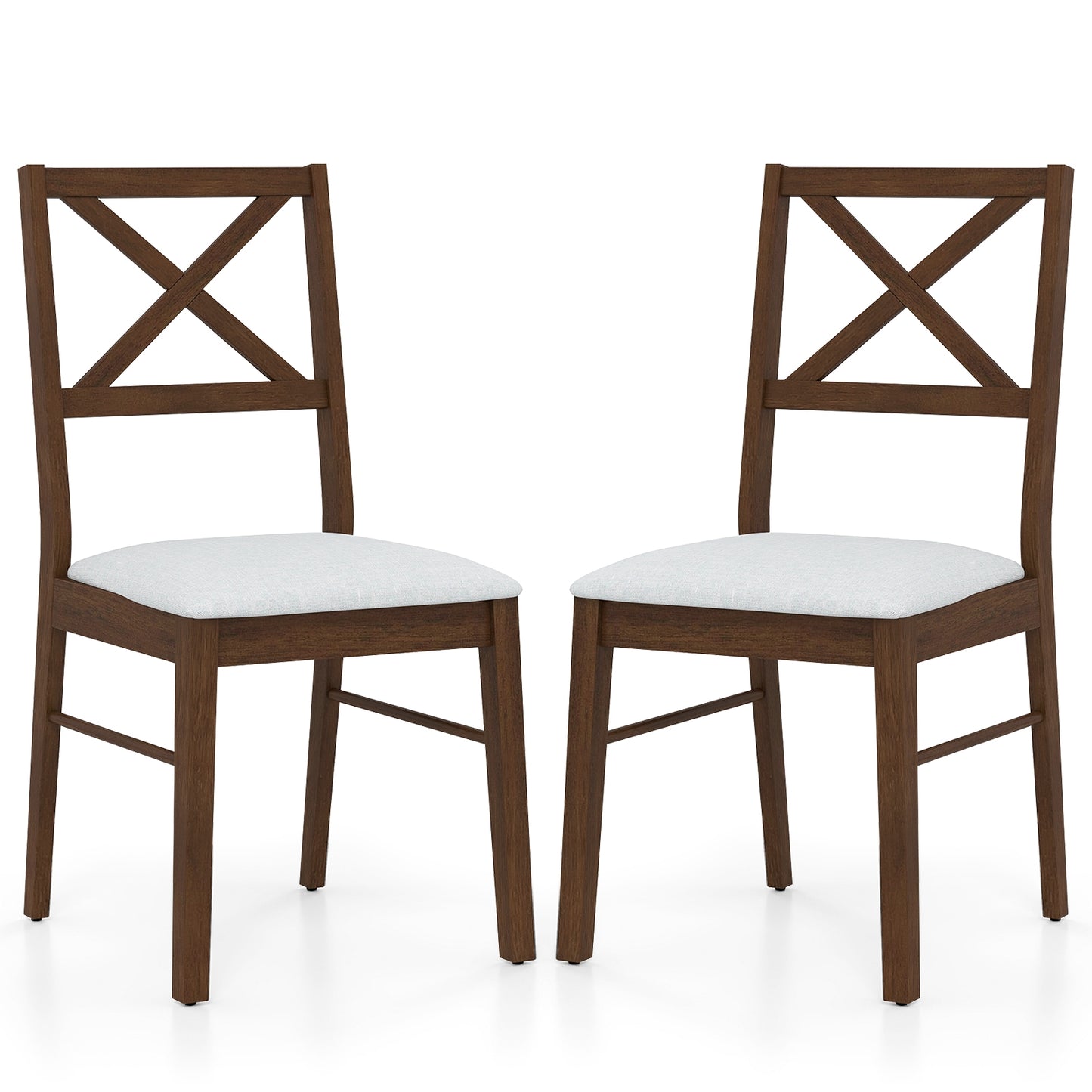 Upholstered Side Dining Chairs Set of 2 with Rubber Wood Frame, Brown Dining Chairs at Gallery Canada