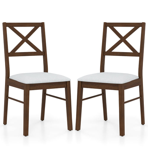 Upholstered Side Dining Chairs, Set of 2, Brown
