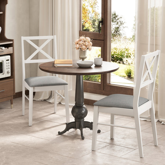 Upholstered Side Dining Chairs Set of 2 with Rubber Wood Frame, White Dining Chairs White at Gallery Canada