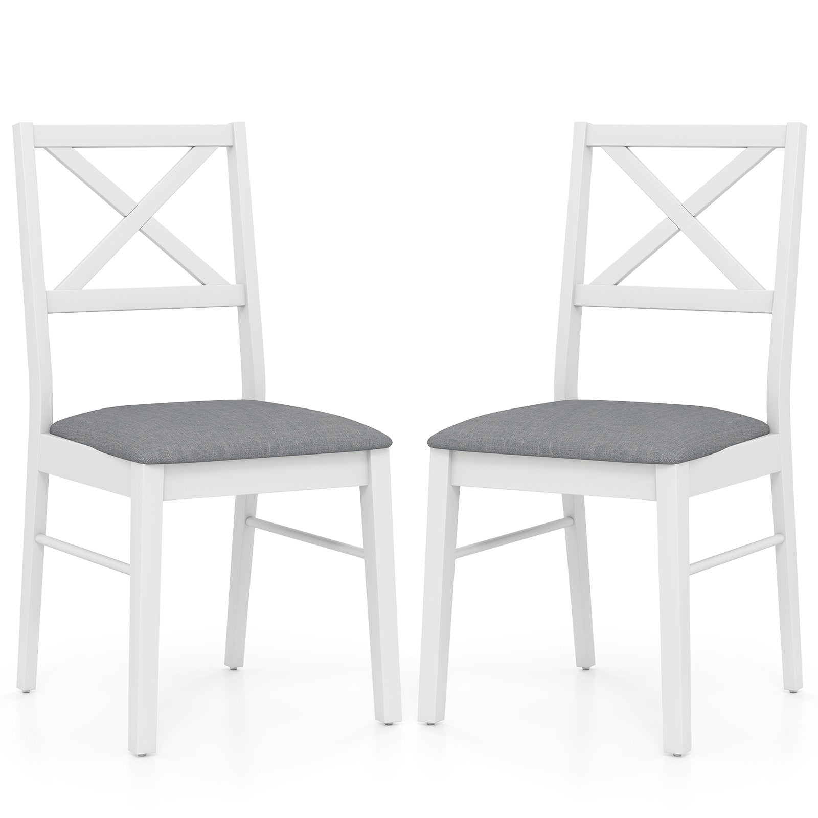 Upholstered Side Dining Chairs Set of 2 with Rubber Wood Frame, White Dining Chairs White at Gallery Canada