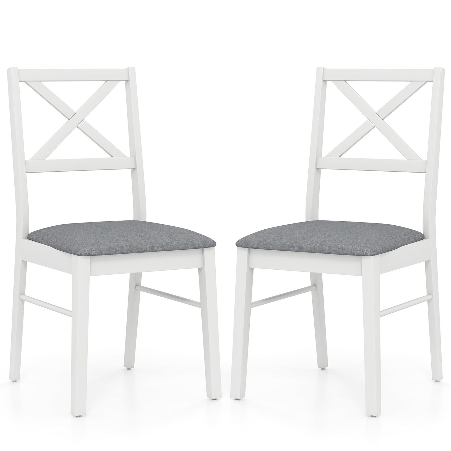 Upholstered Side Dining Chairs Set of 2 with Rubber Wood Frame, White Dining Chairs White at Gallery Canada