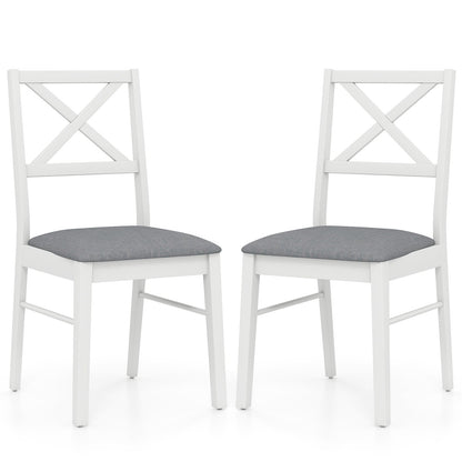 Upholstered Side Dining Chairs Set of 2 with Rubber Wood Frame, White Dining Chairs White at Gallery Canada