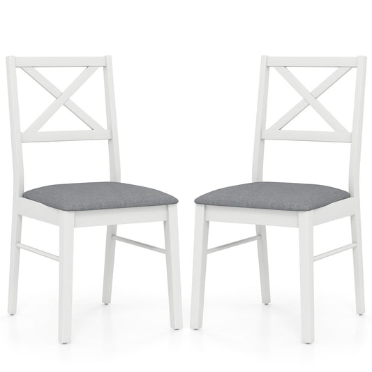 Upholstered Side Dining Chairs Set of 2 with Rubber Wood Frame, White Dining Chairs White at Gallery Canada
