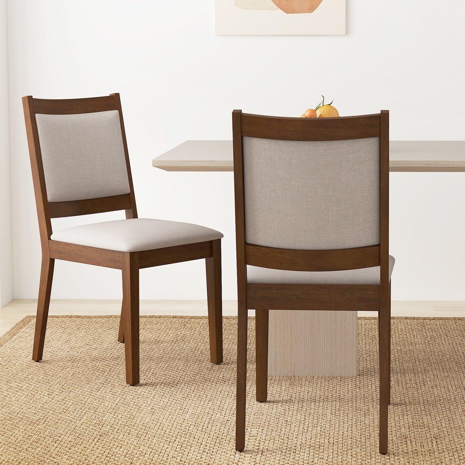 Modern Dining Chair Set Of 2, Upholstered With Padded Backrest, Brown Dining Chairs at Gallery Canada