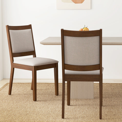 Modern Dining Chair Set Of 2, Upholstered With Padded Backrest, Brown