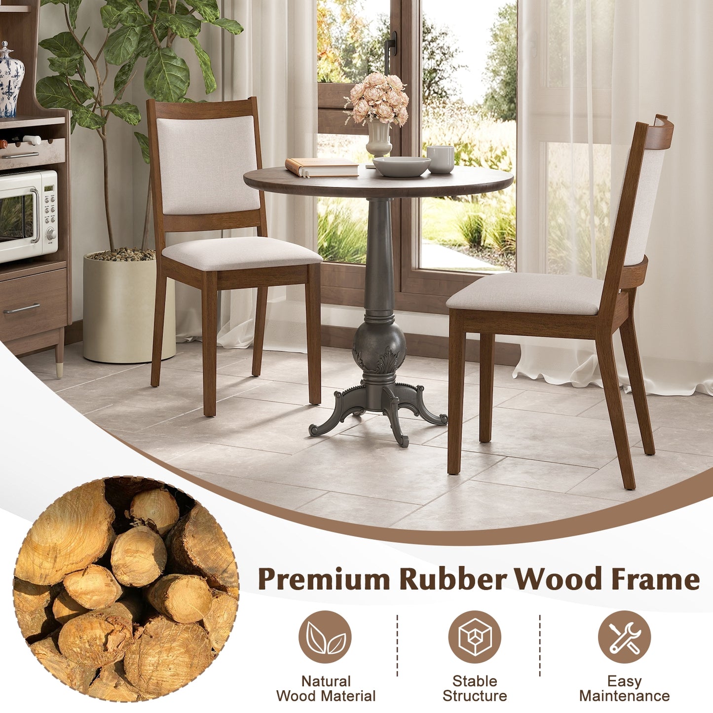 Modern Dining Chair Set Of 2, Upholstered With Padded Backrest, Brown Dining Chairs at Gallery Canada