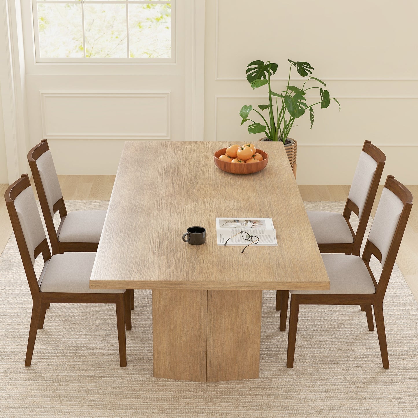Modern Dining Chair Set Of 2, Upholstered With Padded Backrest, Brown Dining Chairs at Gallery Canada