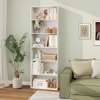 6-Tier Bookcase with 6 Open Shelves and Anti-Toppling Kits, White Bookcases at Gallery Canada
