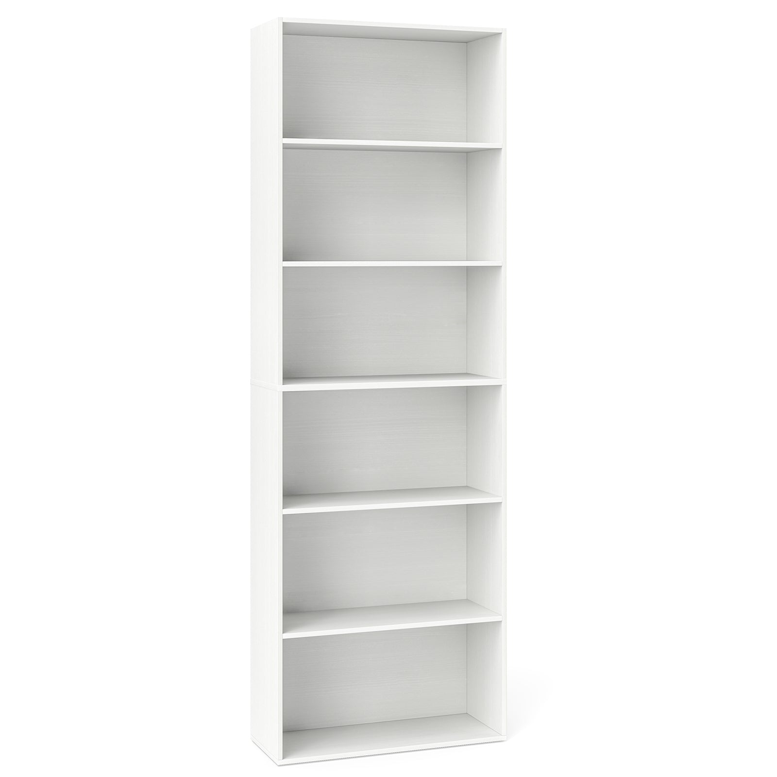 6-Tier Bookcase with 6 Open Shelves and Anti-Toppling Kits, White Bookcases White at Gallery Canada