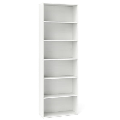 6-Tier Bookcase with 6 Open Shelves and Anti-Toppling Kits, White Bookcases White at Gallery Canada